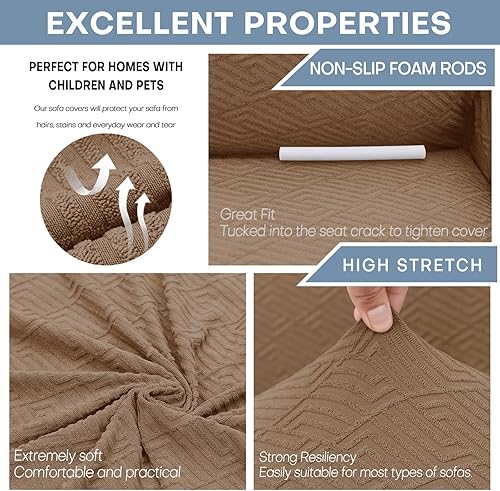Miniatura 10 de ZNSAYOTX - 1 funda de sofá jacquard para sofás de 2 cojines, de alta elasticidad, para mascotas, antideslizante, protector de muebles (sofá biplaza