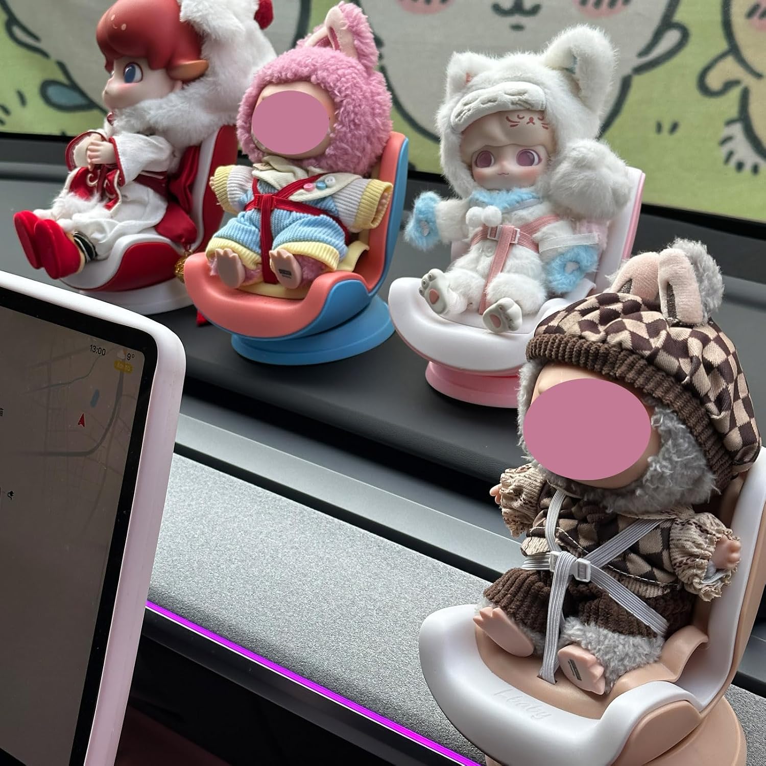 Car Seat for Labubu,Accessories for Labubu Have a Seat with Vent Clips, Pink image 3