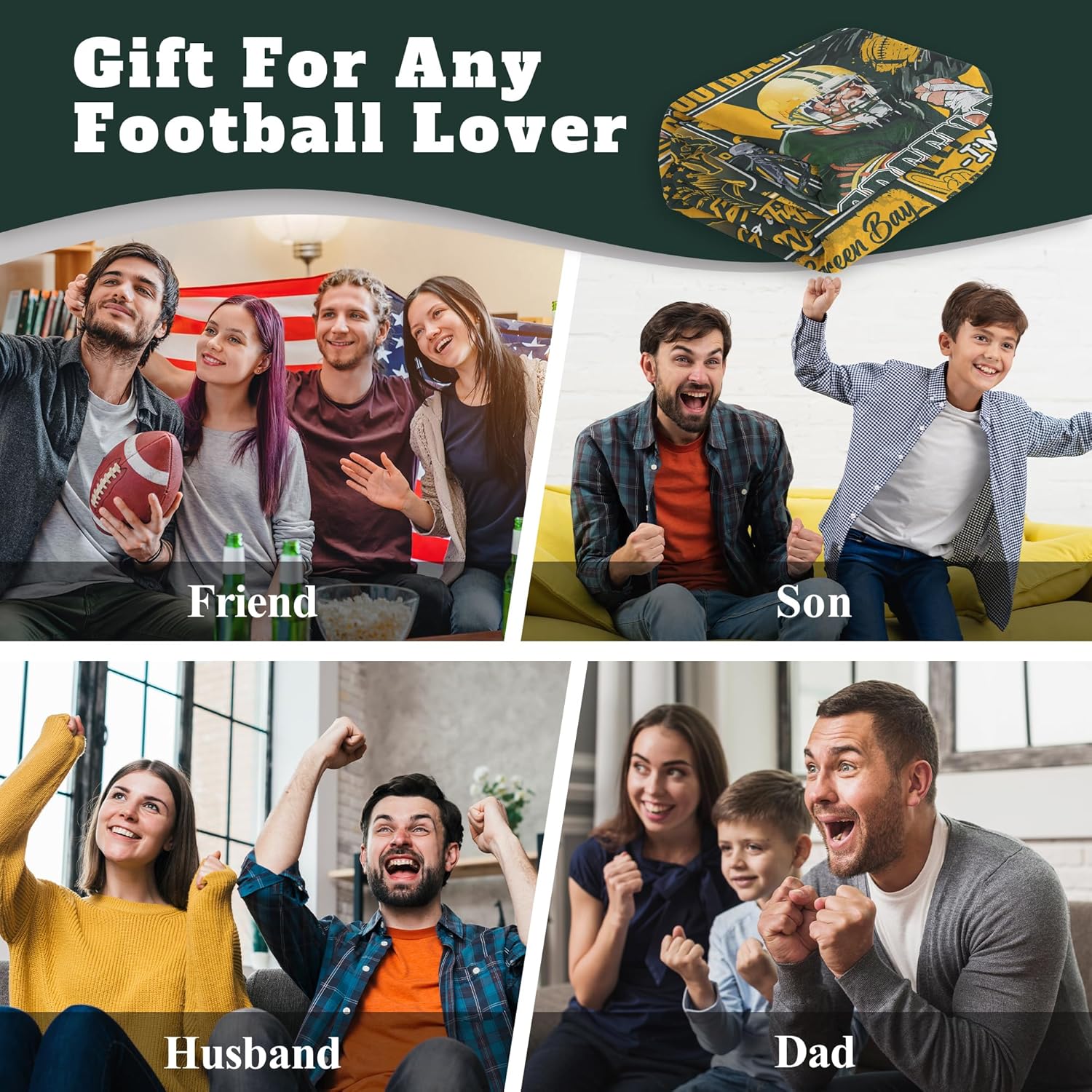 Football Blanket Fan Gifts for Men Women Sport Throw Blanket Football Style Merch Gear 60"x50" Cozy Sofa Bed. - Image 6