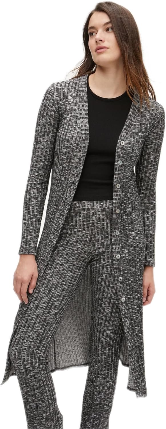Isla Wool Cardigan Cozy Relaxed Fit Open Front Knee Length With Striped Ribbed Cuffs For Women main image 1