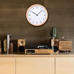 Horloge murale en bois - Élégant, moderne, simple, cadre en bois, facile à lire, circulaire, continu seconde main, intérieur, 30CM, Cadeau de chauffage ménager, naturel, moderne