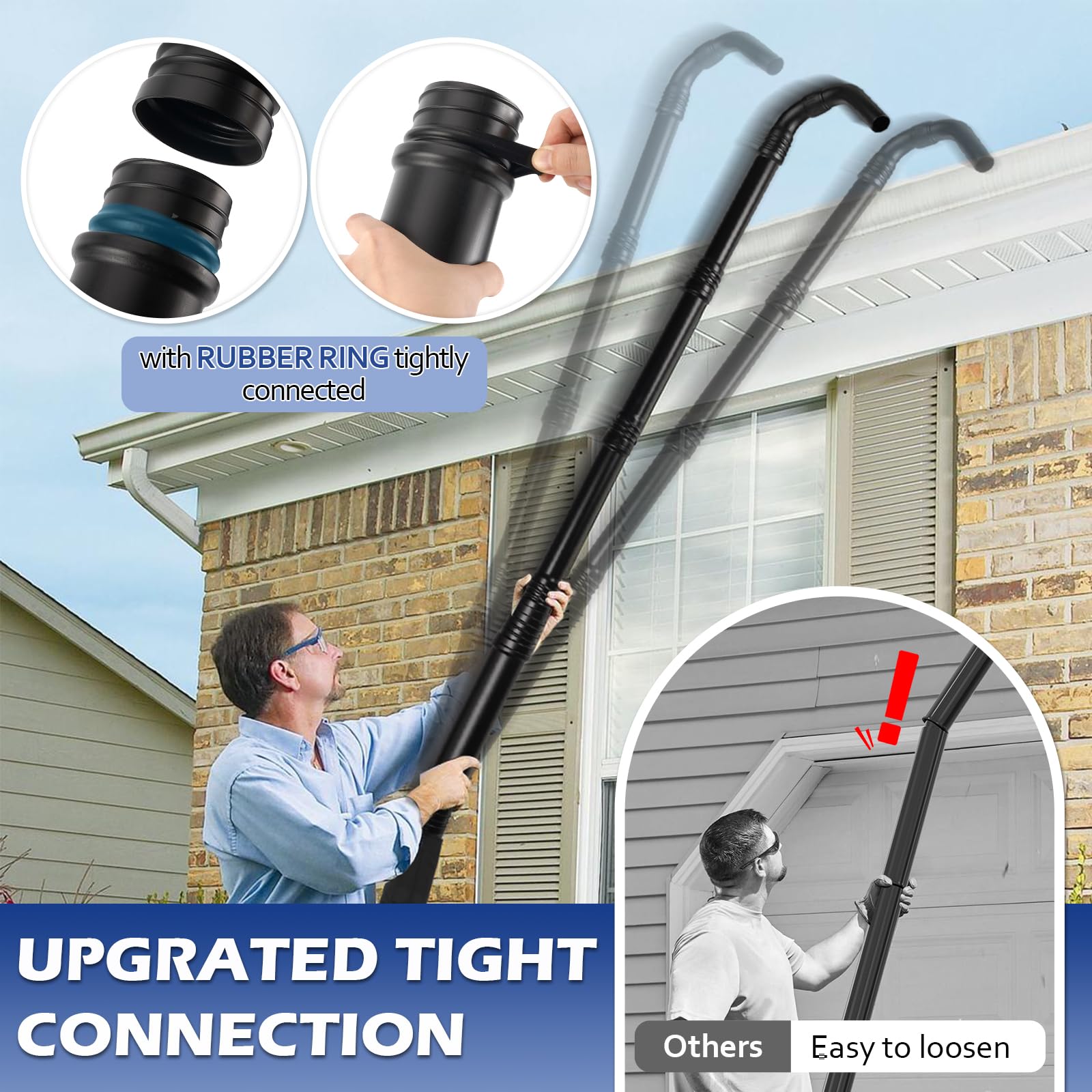Buzzlett - Kit universal de limpieza de canalones para sopladores de hojas, herramientas de limpieza de canalones de 9.3 pies de largo para limpiar fácilmente las hojas y los desechos del techo