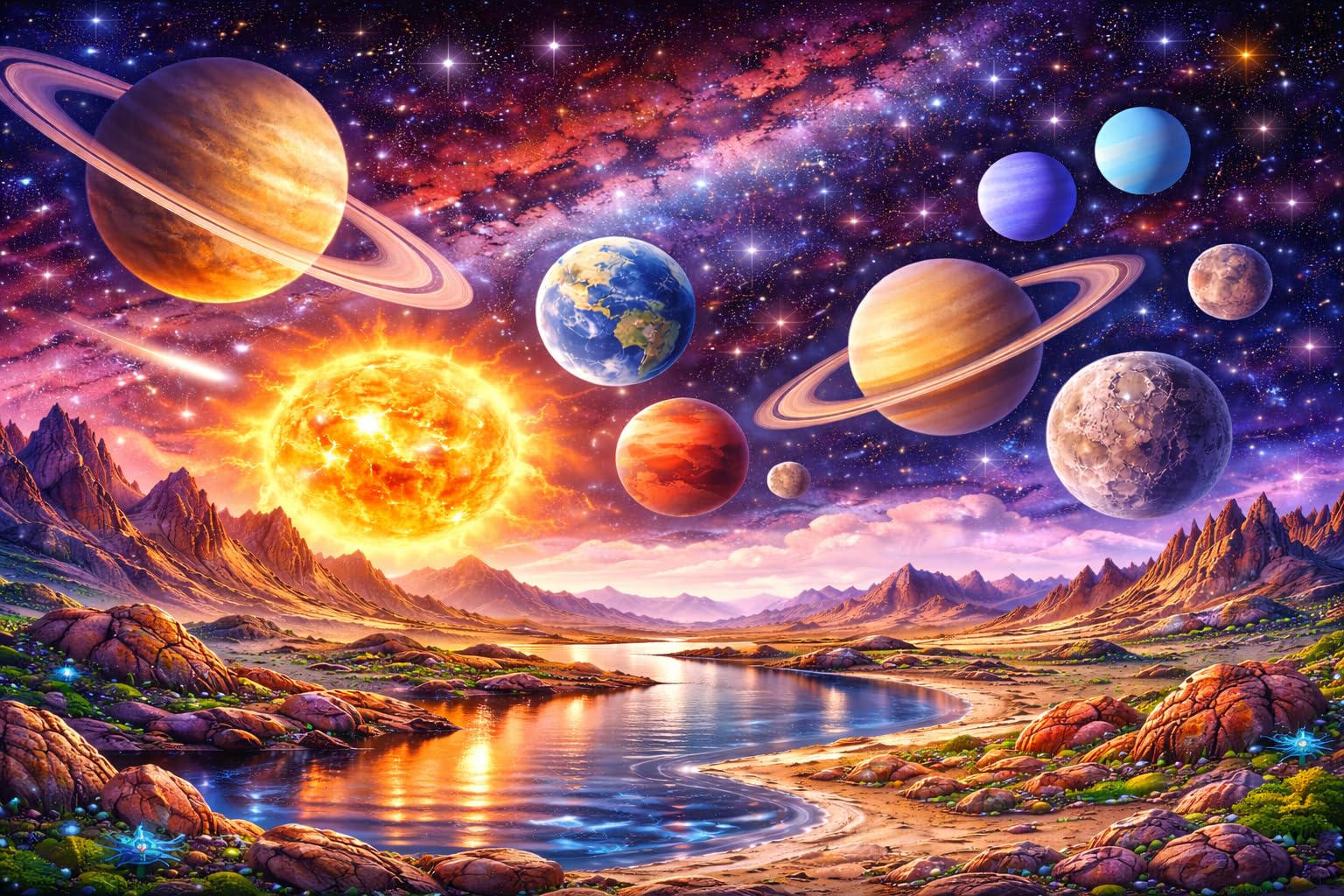 The Astral Frontier – 1000 Piece Jigsaw Puzzle for Adults 14+ – Colourful Premium Puzzle – 1.8mm Precision Cut Pieces – 70x50cm – Poster Included – Gift for Puzzle Lovers – Bee Busy Puzzles
