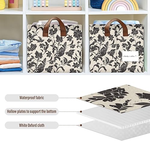 Miniatura 6 de Victorian Hand Sketch Flowers Large Storage Baskets Storage Containers with Handles Book and Clothes Living Room for Organizing Closet Shelf cajas