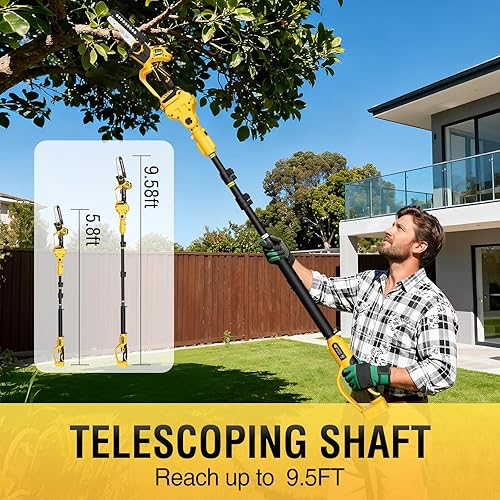 Miniatura 2 de Realtopdo Motosierra y Sierra de Poste de 68 pulgadas, Compatible con Batería DeWalt 20v - Motosierra Eléctrica Portátil Pequeña Inalámbrica Sin