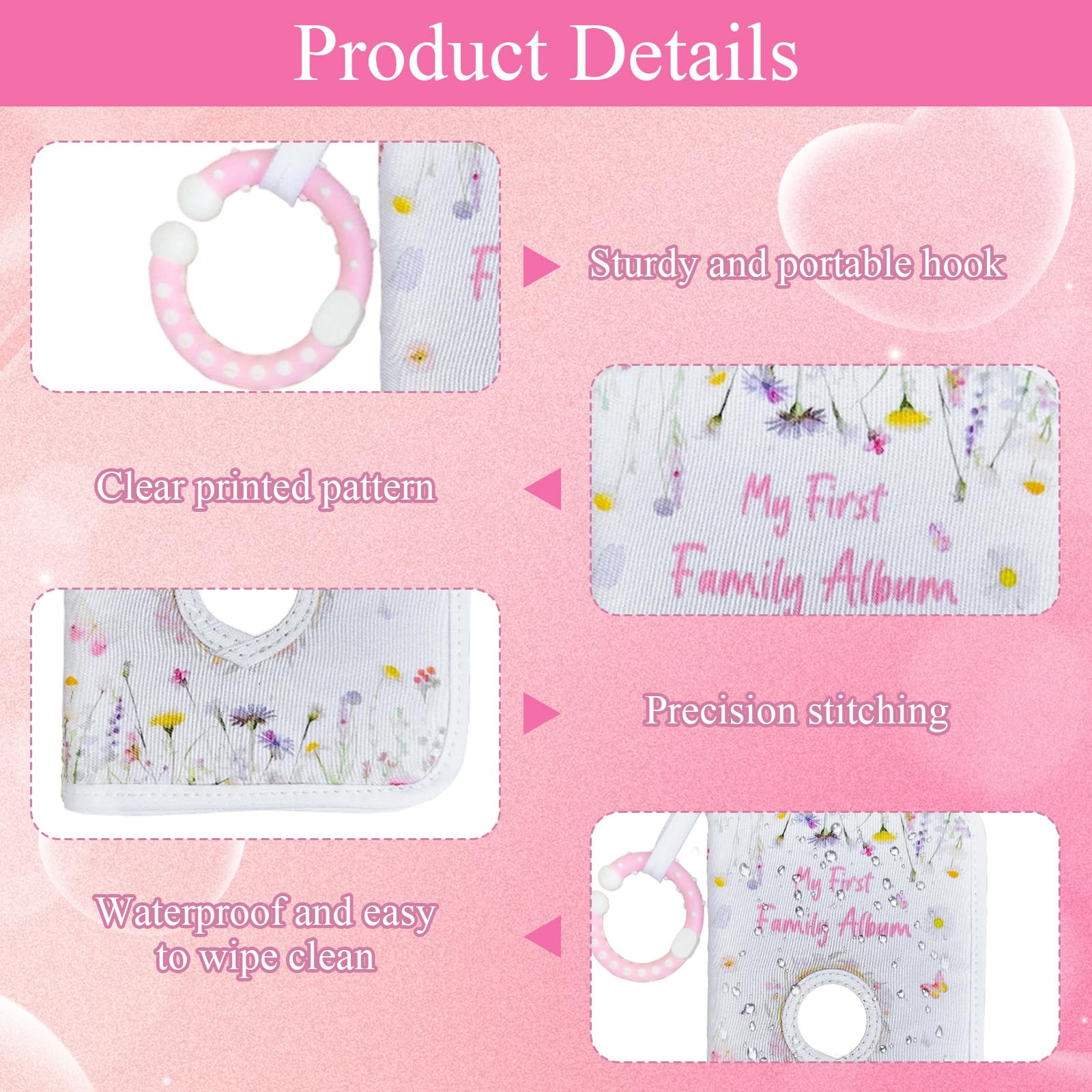 Pink Baby Photo Album, My First Photo Book with Soft Polyester Pages - Image 2