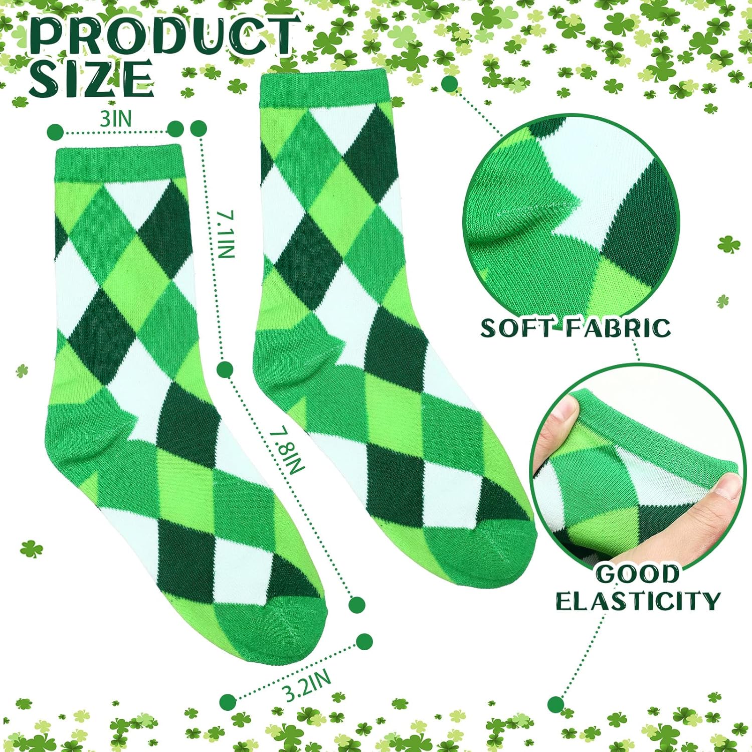 Hoolerry 30 Pairs St. Patrick's Day Socks Bulk Irish Shamrock Clover Novelty Knit Crew Socks for Women Men Adult Boy and Girl, 30 Styles - Image 2
