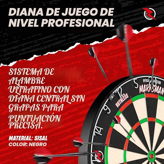 RUTHLESS Marksman Dartboard | Professional Ultra-Thin Wire Sisal Steel Tip Dartboard (DB072).