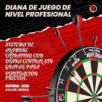 RUTHLESS Marksman Dartboard | Professional Ultra-Thin Wire Sisal Steel Tip Dartboard (DB072).