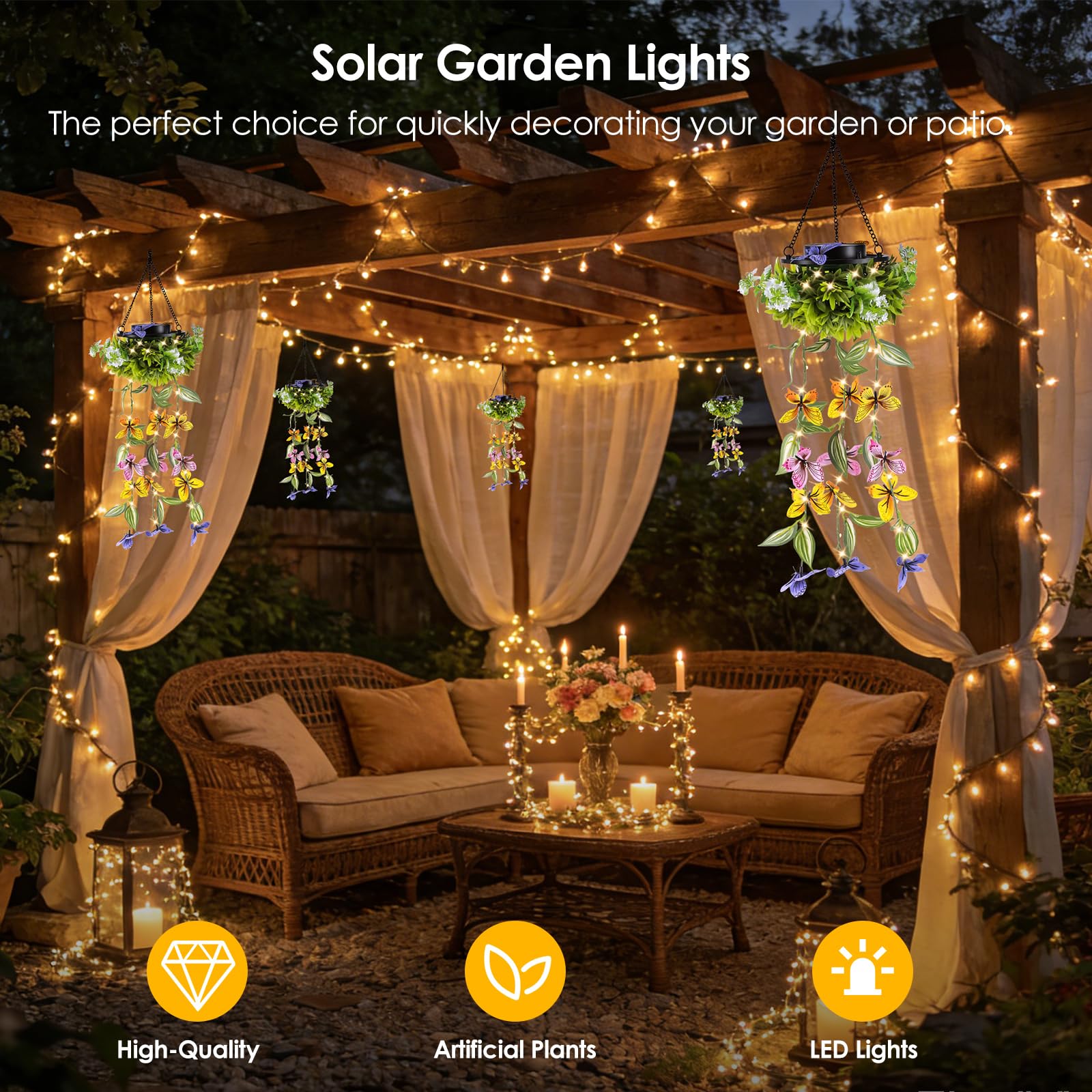 DEECOZY Schmetterling Solarlampen,2PCS Solarlampen Für Außen Garten Für Außen Garten Balkon Deko,Solar Windspiele, Solarlampen Für Außen Hängend,Gartendeko Für Draußen Wetterfest Für Frauen Mama Oma