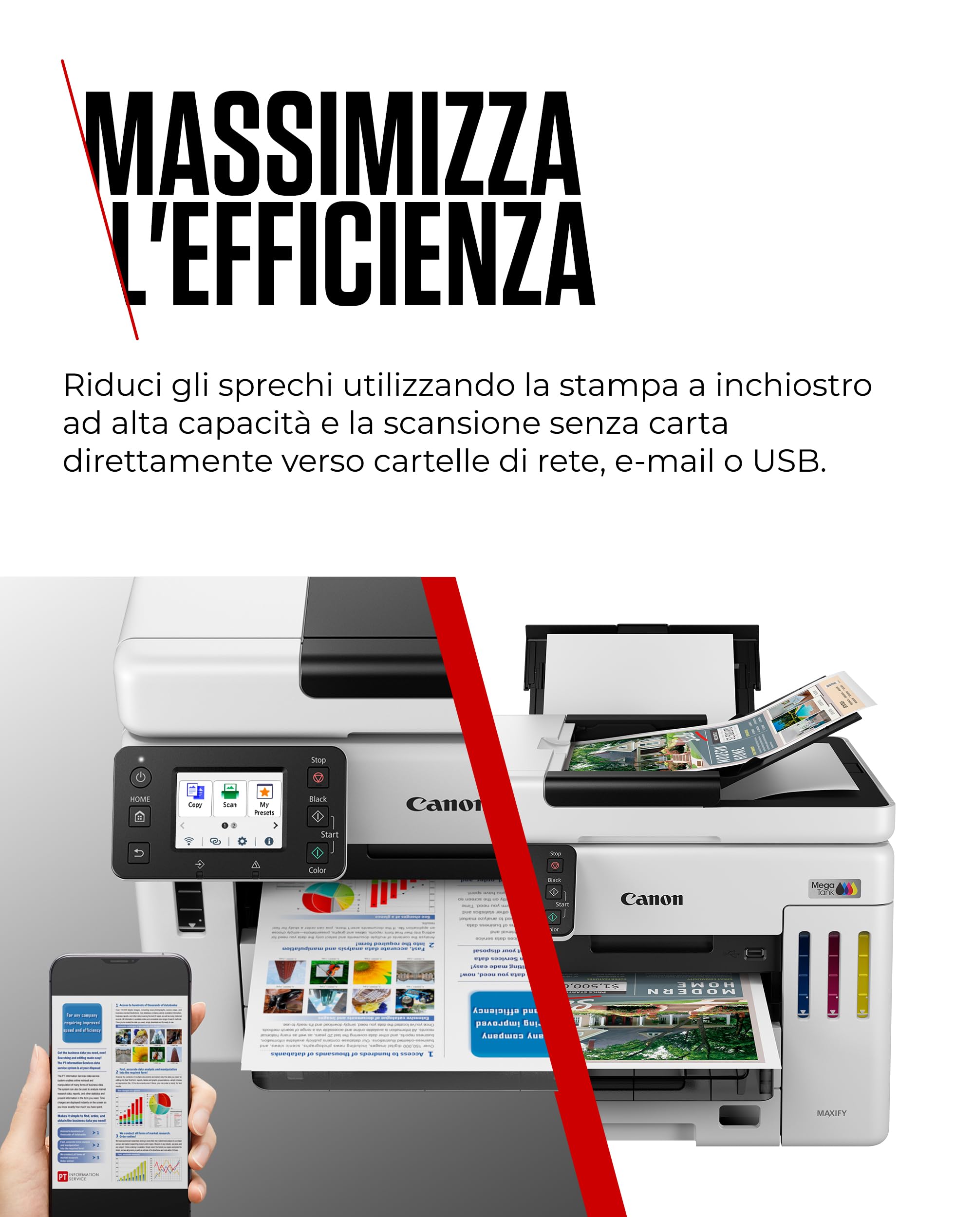 Canon MAXIFY GX7150 Stampante Multifunzione Ufficio Compatta con Scanner MegaTank Wireless Ethernet USB