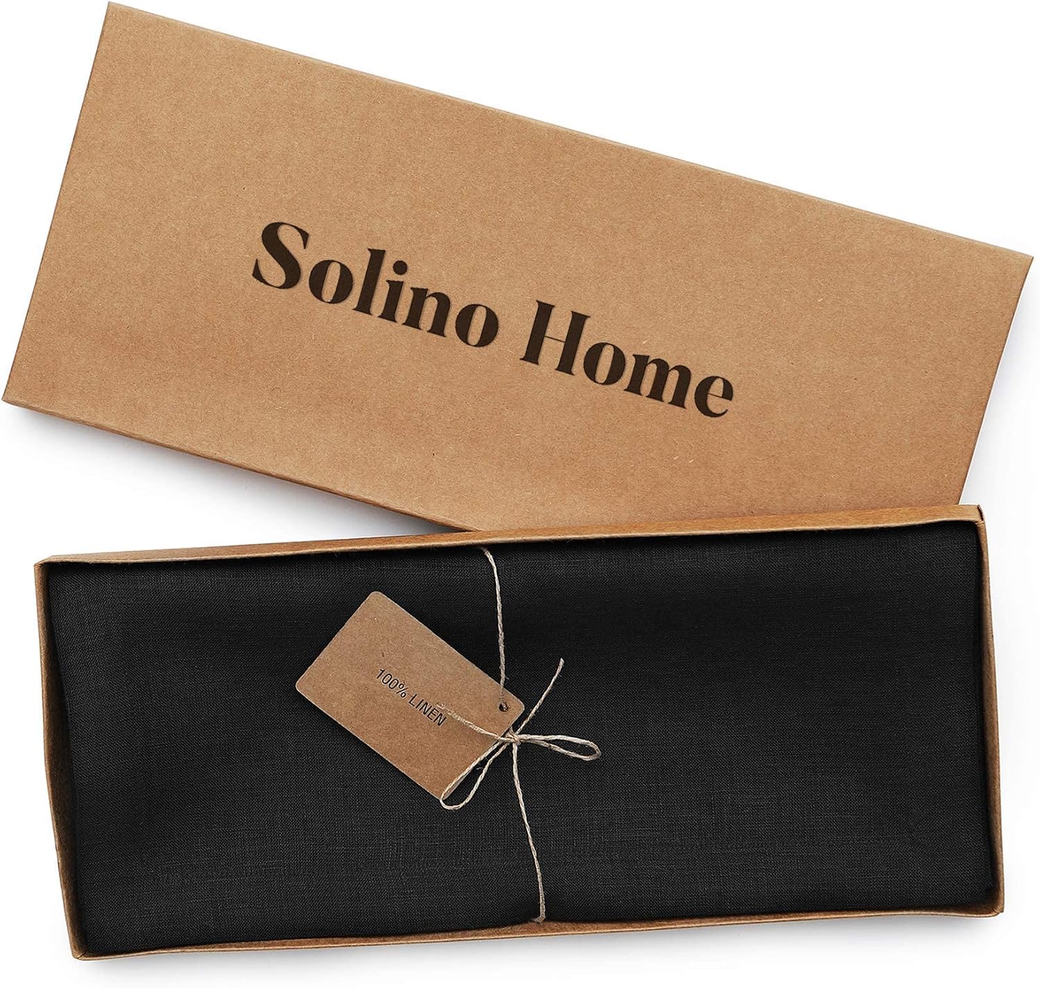 Solino Home Linen Table Runner 14 x 36 Inches – 100% Pure Linen Black Table Runner for Thanksgiving, Holiday – Fete, Handcrafted from European Flax and Machine Washable