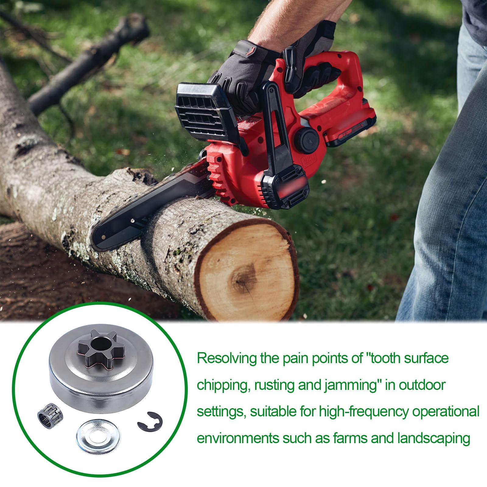 3/8" 6 Zähne Kettenrad für Stihl Motorsägen Modelle 017, 018, 021, 023, 025, MS170, MS180, MS210, MS230, MS250 - Inklusive Kupplung, Nadellager, Scheibe und Sprengring, Ersetzt Teil 1123 640 2005