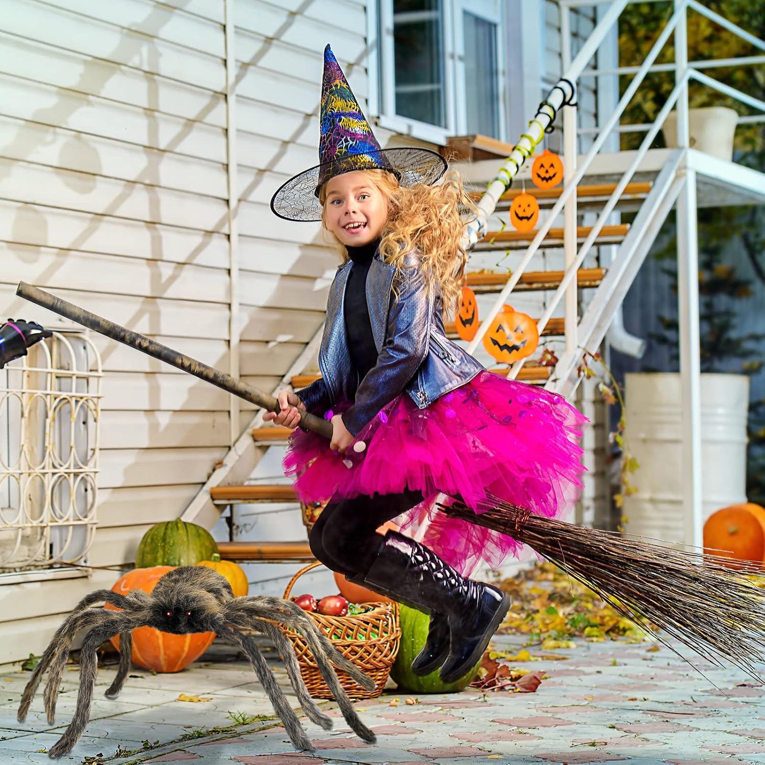 Kathfly 2 Pack Halloween Realistic Spider Decoration 3ft Giant Brown Hairy Spider Scary Simulation Spider Props for Halloween Party Haunted House Supplies Home Indoor Outdoor Yard Lawn 35.5 Inches