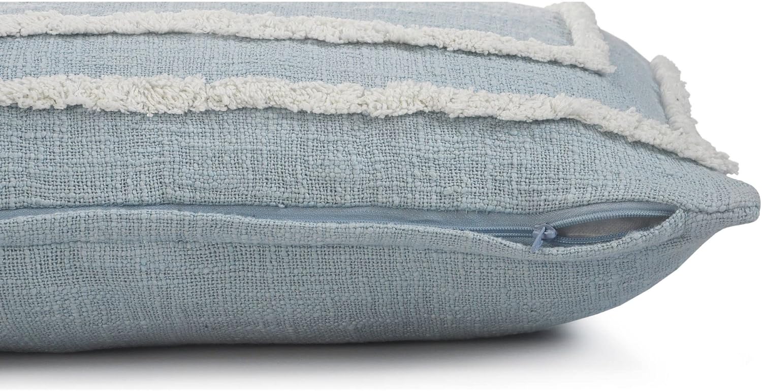 CC Home Furnishings 24" Blue and White Tufted Lumbar Throw Pillow