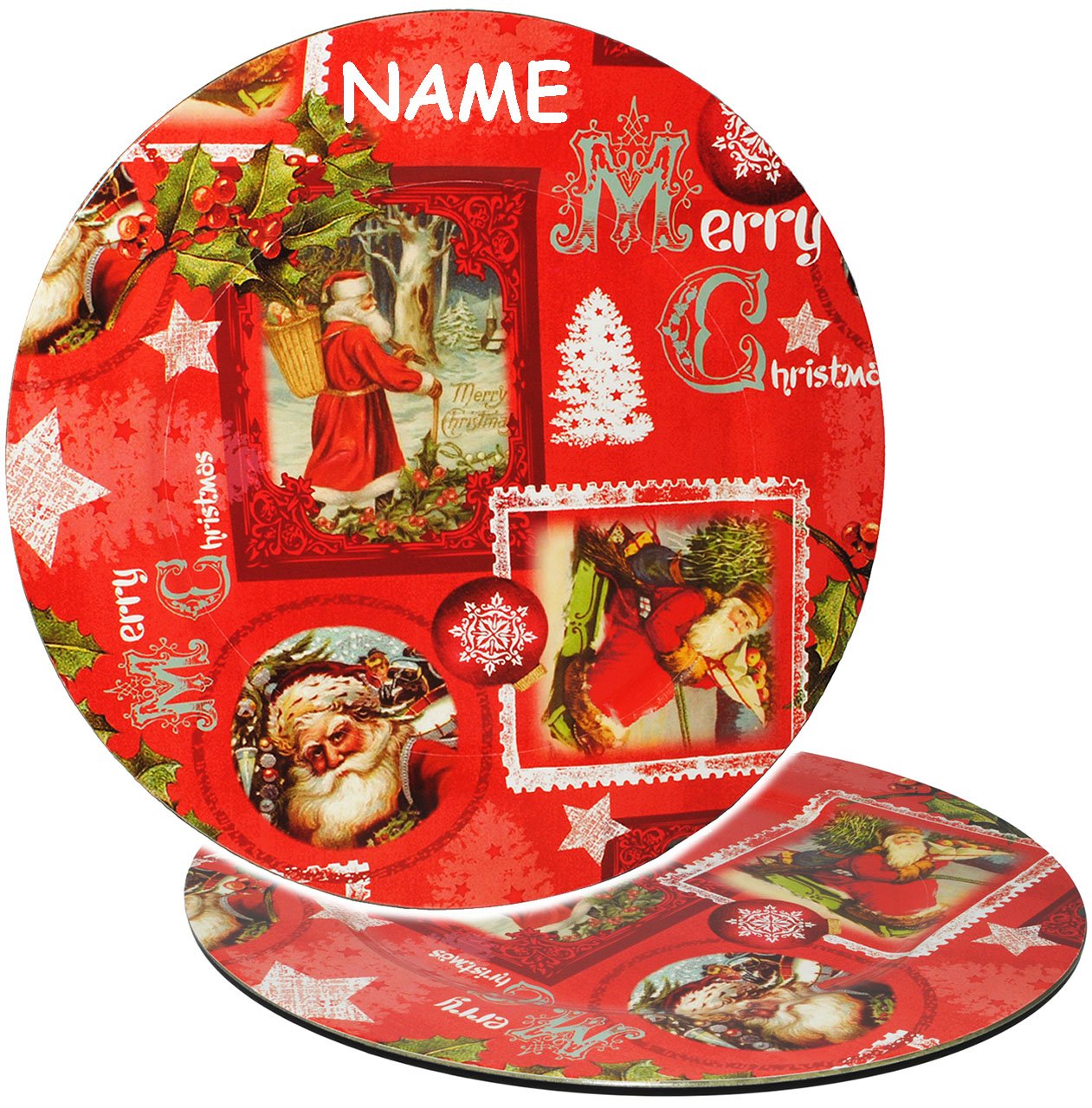 Großer Weihnachtsteller Aus Blech – 28 Cm, Mit Verschiedenen Weihnachtsmotiven, Hoher Seitenrand, Mehrweg, Abwaschbar, Ideal Als Plätzchen-, Geschenke- Oder Unterteller, Motiv-Mix, Rund Weihnachtsteller 28 Cm Rund