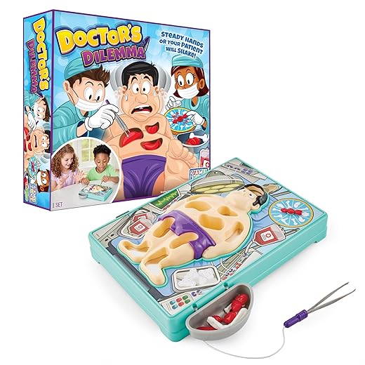 Game Zone Doctor's Dilemma - Test Your Dexterity and Precision in This Hilarious Surgery Game - Family Fun for 2-4 Players Ages 6+