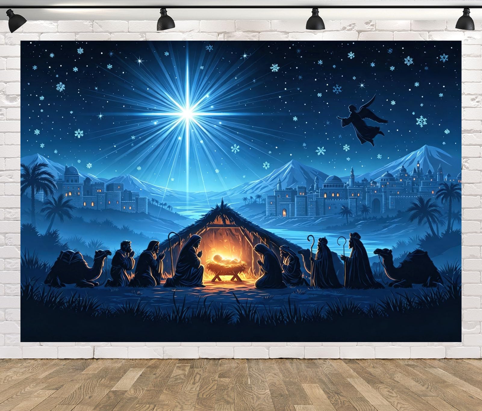 15x10FT (4.6x3m) Santa Notte Innevata Sfondo Fotografico