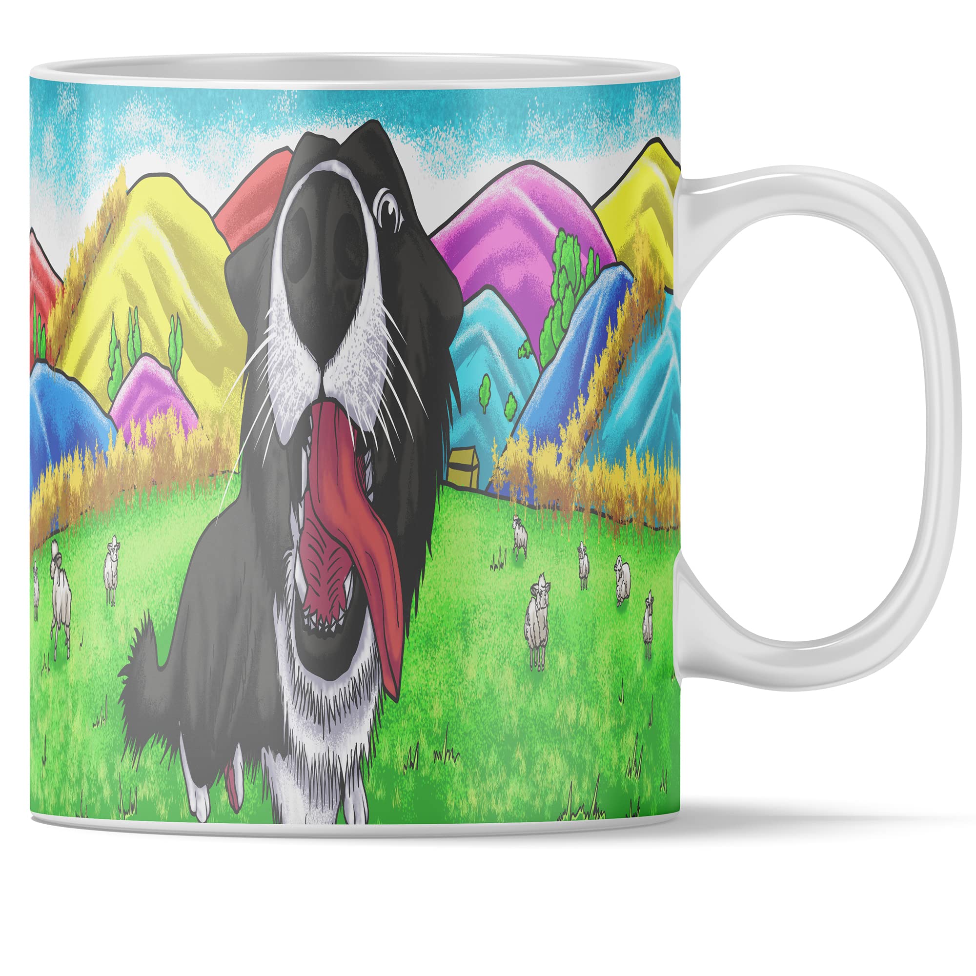 Bauernhoftier-Tassen-Set mit 4 x 11 Unzen - Hund, Pferd, Kuh und Schaf - Hochwertige Keramiktassen mit Tiermotiven | Kaffeetasse Teetasse Geschenkidee Geschenk | Tasse (4 x 11oz set Becher-Set)