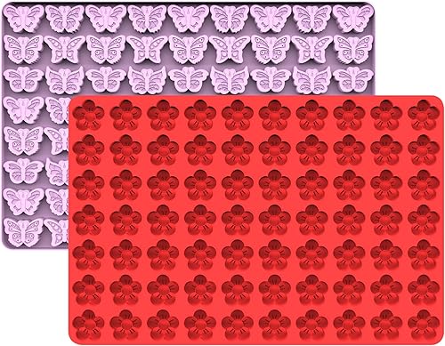sofliym Moldes de silicona con forma de mariposa para gomitas de caramelo de chocolate, moldes pequeños para derretir cera, moldes para hornear