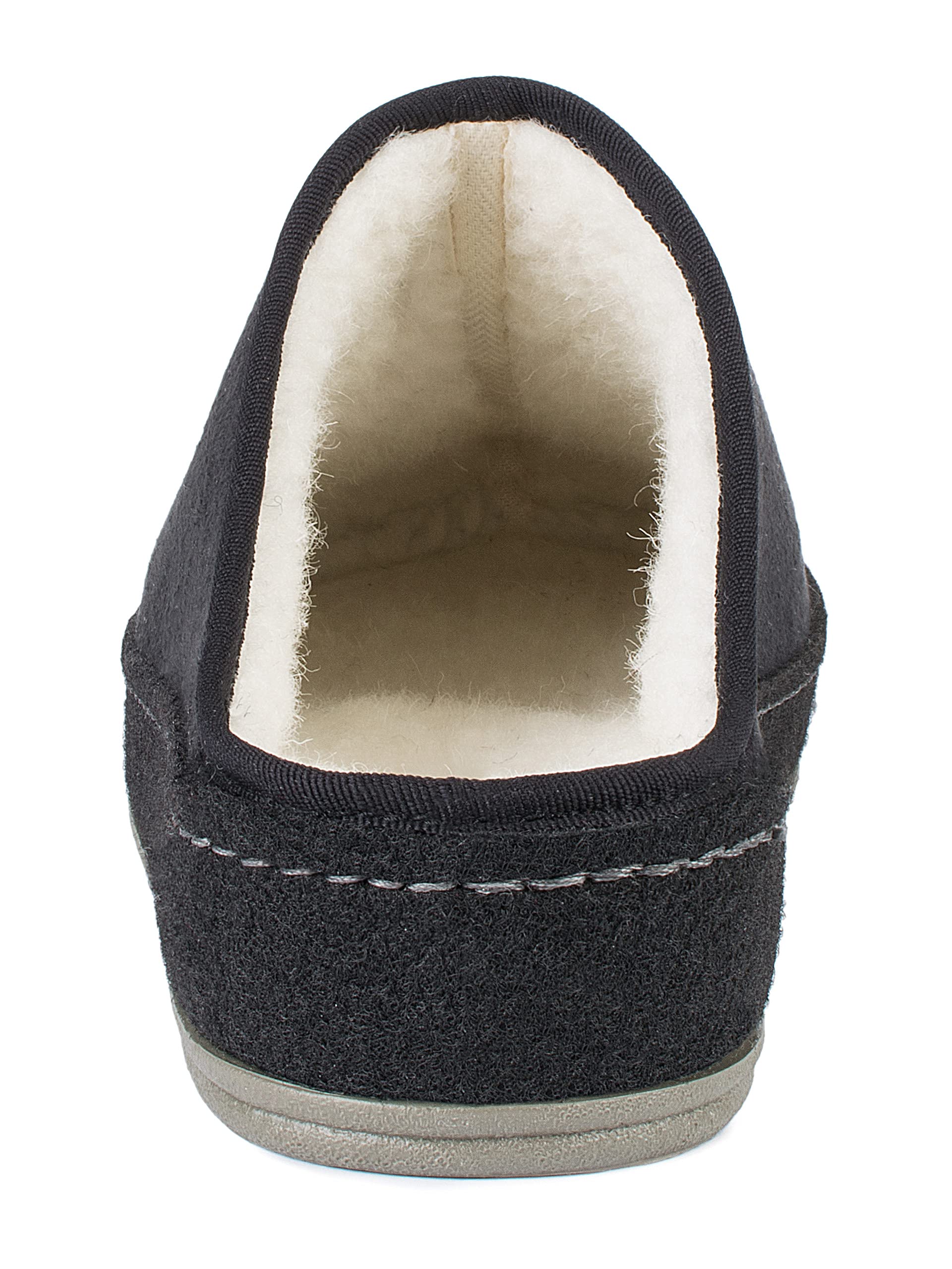SCHAWOS Herren Filz-Pantoffel 6030 mit Schurwolle und Filzschale | Warme Schurwollfütterung, offene Form, stabile Filzschale und rutschhemmende Sohle für gemütliche Wintertage