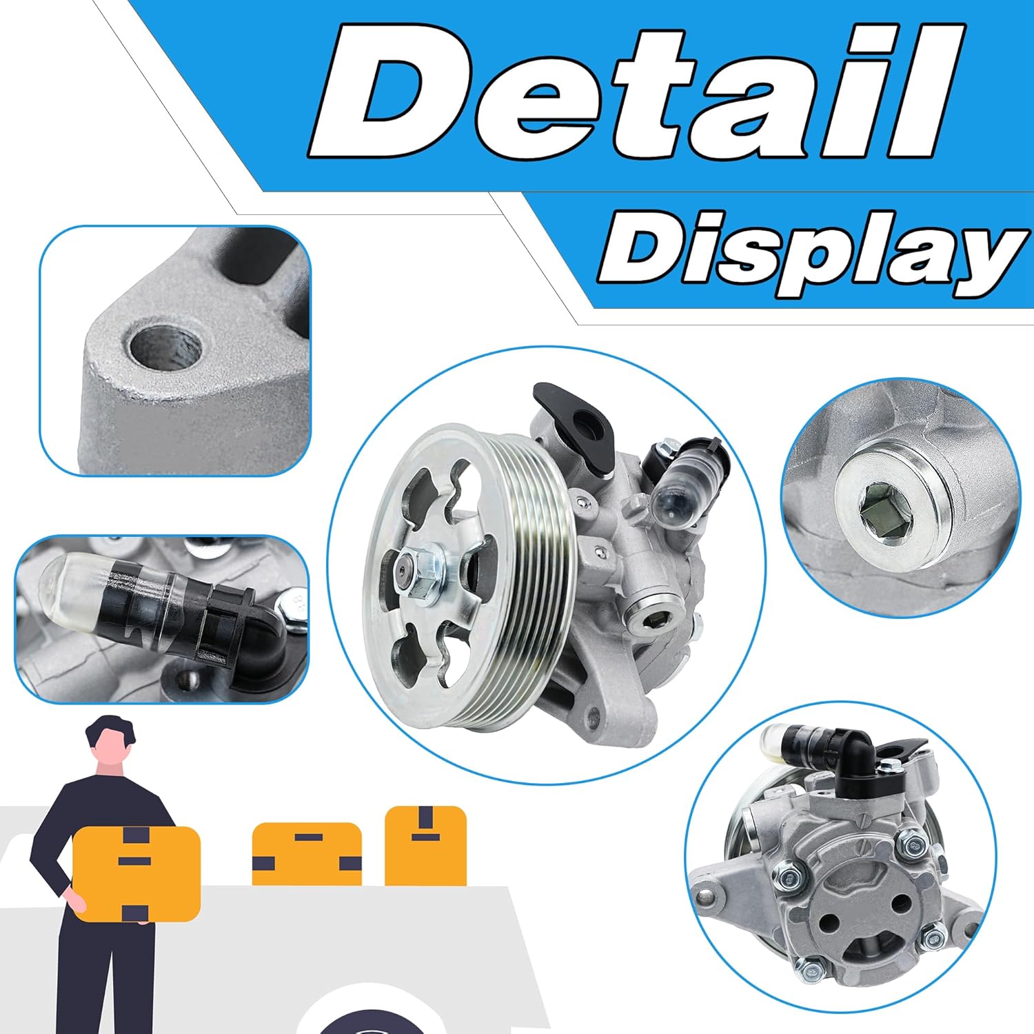 Power Steering Pump with Pulley Compatible for 2006 2007 2008 2009 2010 2011 Honda Civic 1.8L Engine, Power Assist Pump for Repalces# 21-5456, 55-5822, 56110-RNAA01