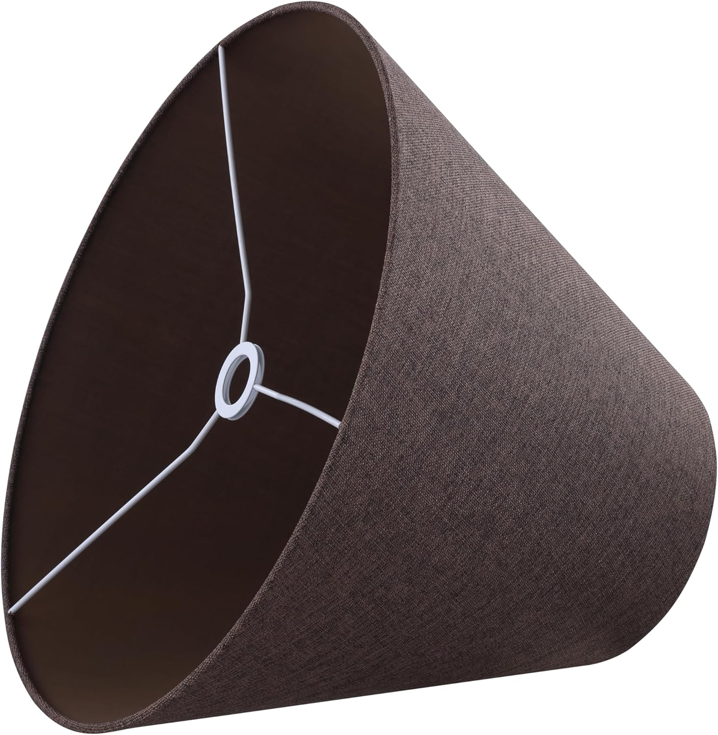 Aspen Creative 32775, Hardback Empire Transitional Spider Lamp Shade, Dark Brown Burlap Texture Fabric, 9" Top x 20" Bottom x 16" Slant