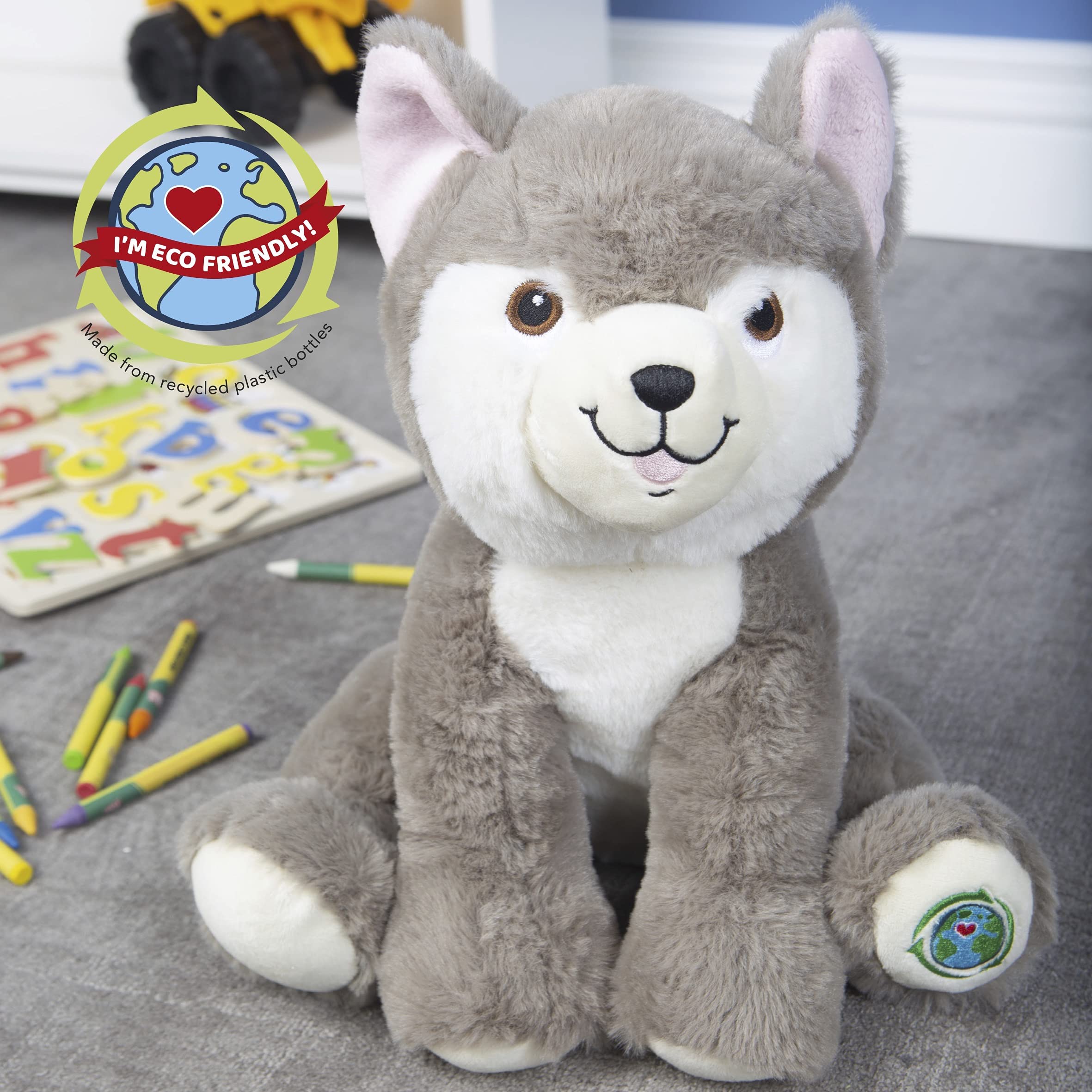 Eco Plush Arktis-Tiere – 6 Plüschtiere (Eisbär, Robbe, Husky, Schildkröte) – Aus Recycelten Plastikflaschen, 23–28 Cm