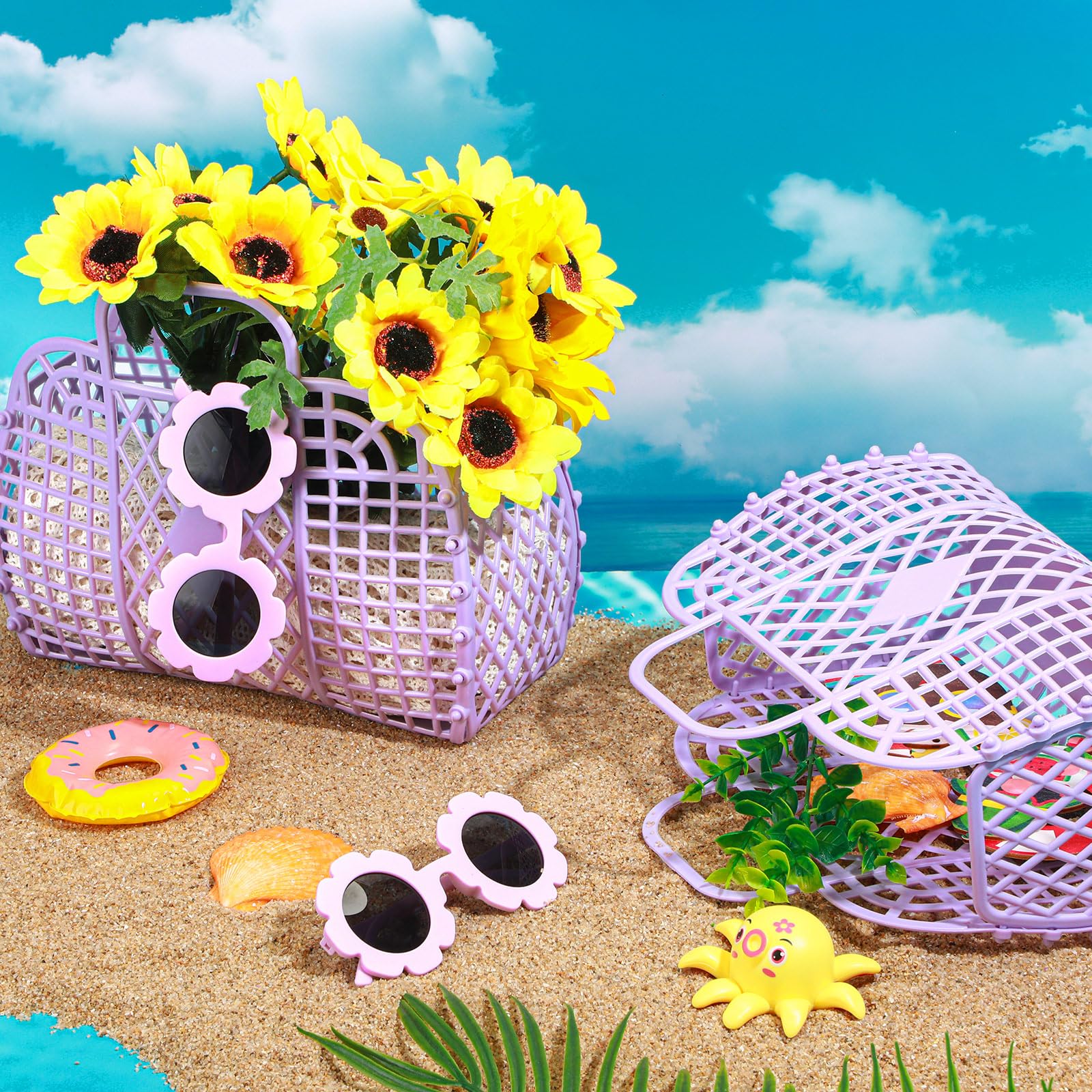 Amazon.com: Zubebe 4 Pcs Jelly Bags Tote Basket Reusable