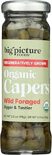 Big Picture Foods Organic Wild Foraged Capers, 3.5 oz - Premium Clean-Ingredient Condiment for Authentic Mediterranean Flavor