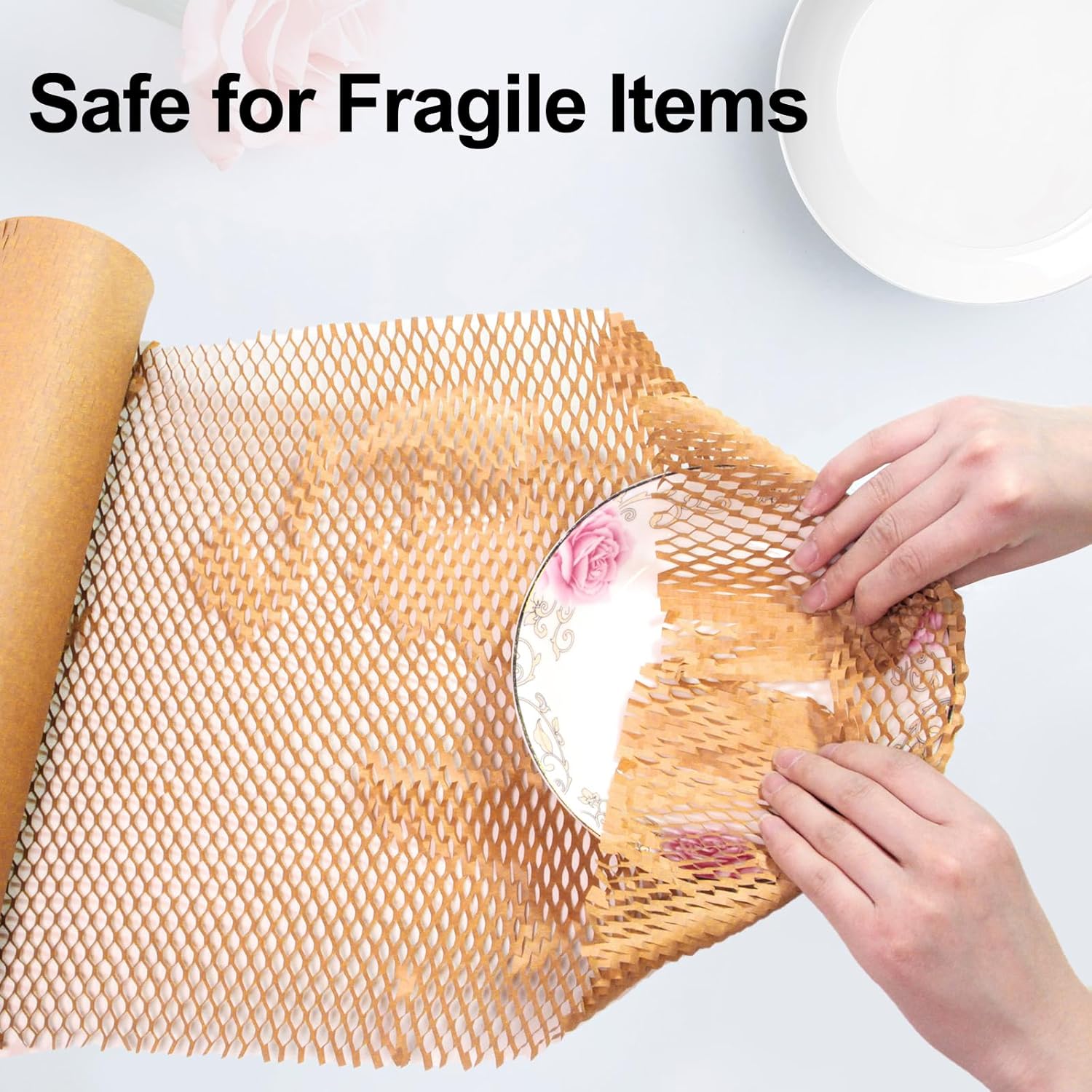 Kitchen Moving Supplies Dishes Packing Kit Moving Supplies for Glassware Plates 15"x230' Eco Friendly Shipping Paper for Fragile Items Bubble Cushion Wrap Roll Recyclable Honeycomb Wrapping Paper