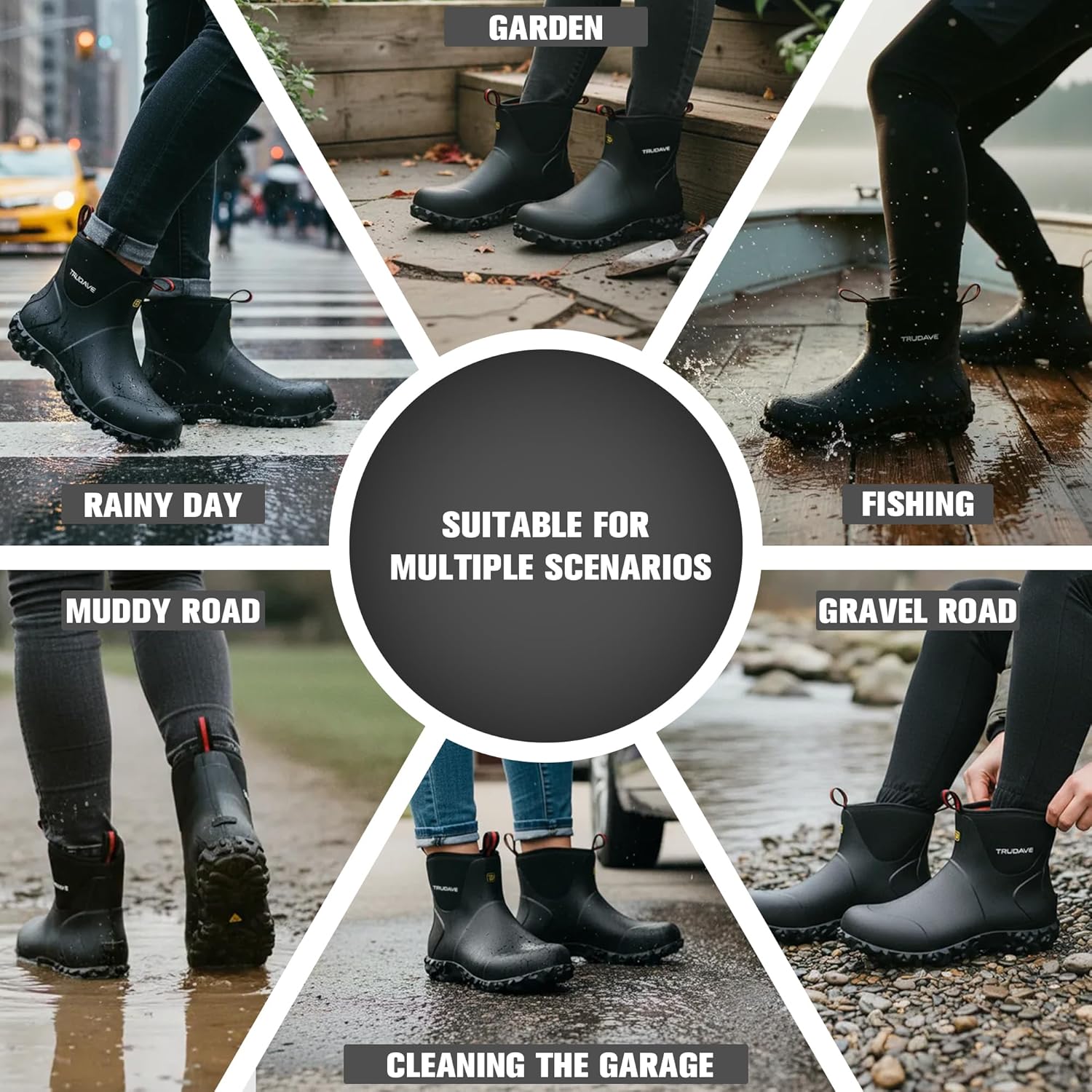 Trudave Rubber Waterproof Boots for Women - Women's Rain Boots Insulated, 6mm Neoprene Mud Boot with Steel Shank, Anti-Slip Outdoor Work Shoes for Hunting, Gardening, Farming, Yard Working