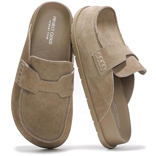Project Cloud 100% Genuine Leather Slip-On Womens Clogs Mules for Women