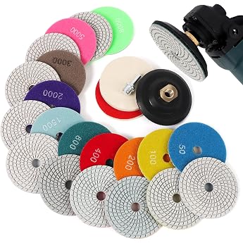14 Pieces Diamond Wet Polishing Discs with M14 Rubber Support Plate Wool Felt 100 mm Marble Polishing Set Sanding Pads for Granite Concrete Tiles Stone Grinding 50-8000 Sanding Disc for Angle Grinder Drill