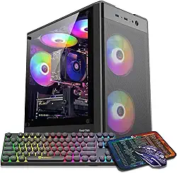 ZER-LON PC Desktop para jogos, computador para jogos pré-construído com Intel Core I7 até 3,9 GHz, GTX 1050Ti 4G, 16G DDR4 RAM, SSD NVME de 1 TB, ventilador de resfriamento ARGB, suporte WiFi de