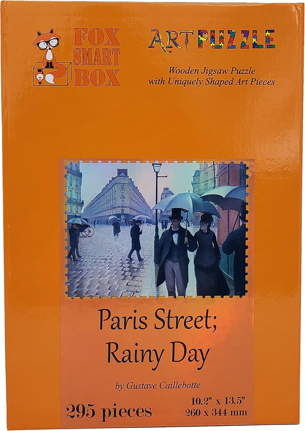 Wooden Jigsaw Рuzzle for Adults with Uniquely Shaped Pieces - Made in The USA by FoxSmartBox - 295 Pieces - Paris Street; Rainy Day
