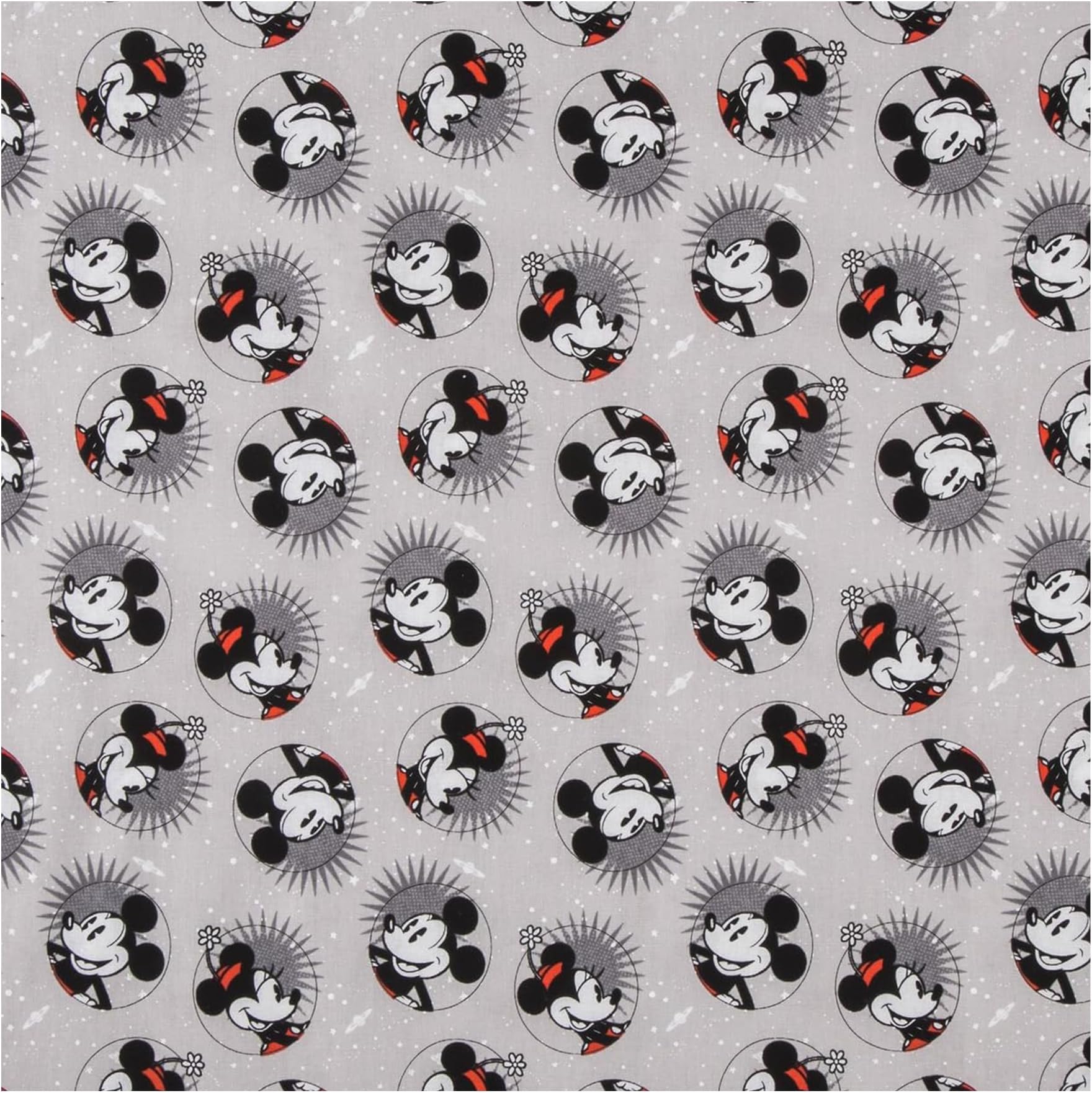 Hobby Lobby Smile Mickey & Minnie Cotton Calico (1 Yard) - - Printed Sewing Lightweight Precut Fabric for Sewing Clothes, Homeware, & Other Accessories