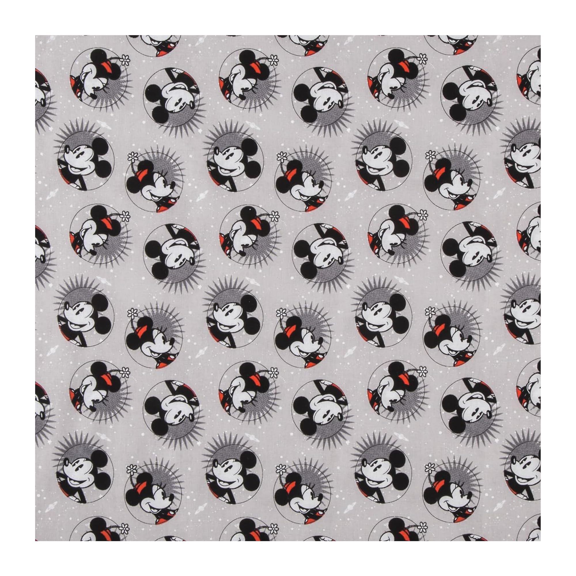 Hobby Lobby Smile Mickey & Minnie Cotton Calico (1 Yard) - - Printed Sewing Lightweight Precut Fabric for Sewing Clothes, Homeware, & Other Accessories