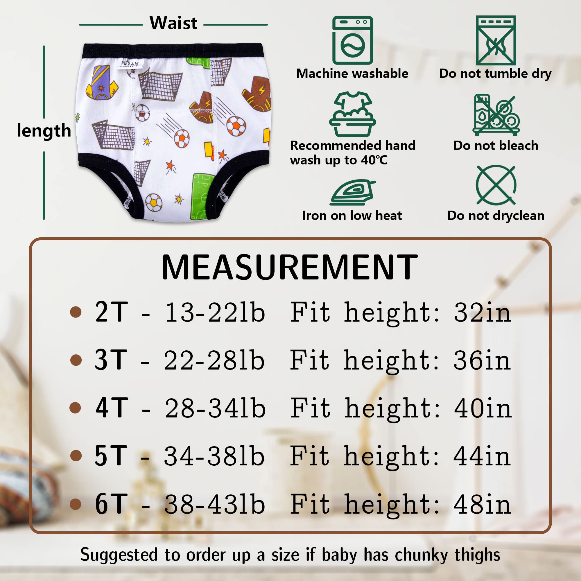 6 Packs De sous-Vêtements d'apprentissage De La Propreté pour Garçons, Pantalons d'apprentissage De La Propreté Lavables pour Bébés Garçons (2T-6T).