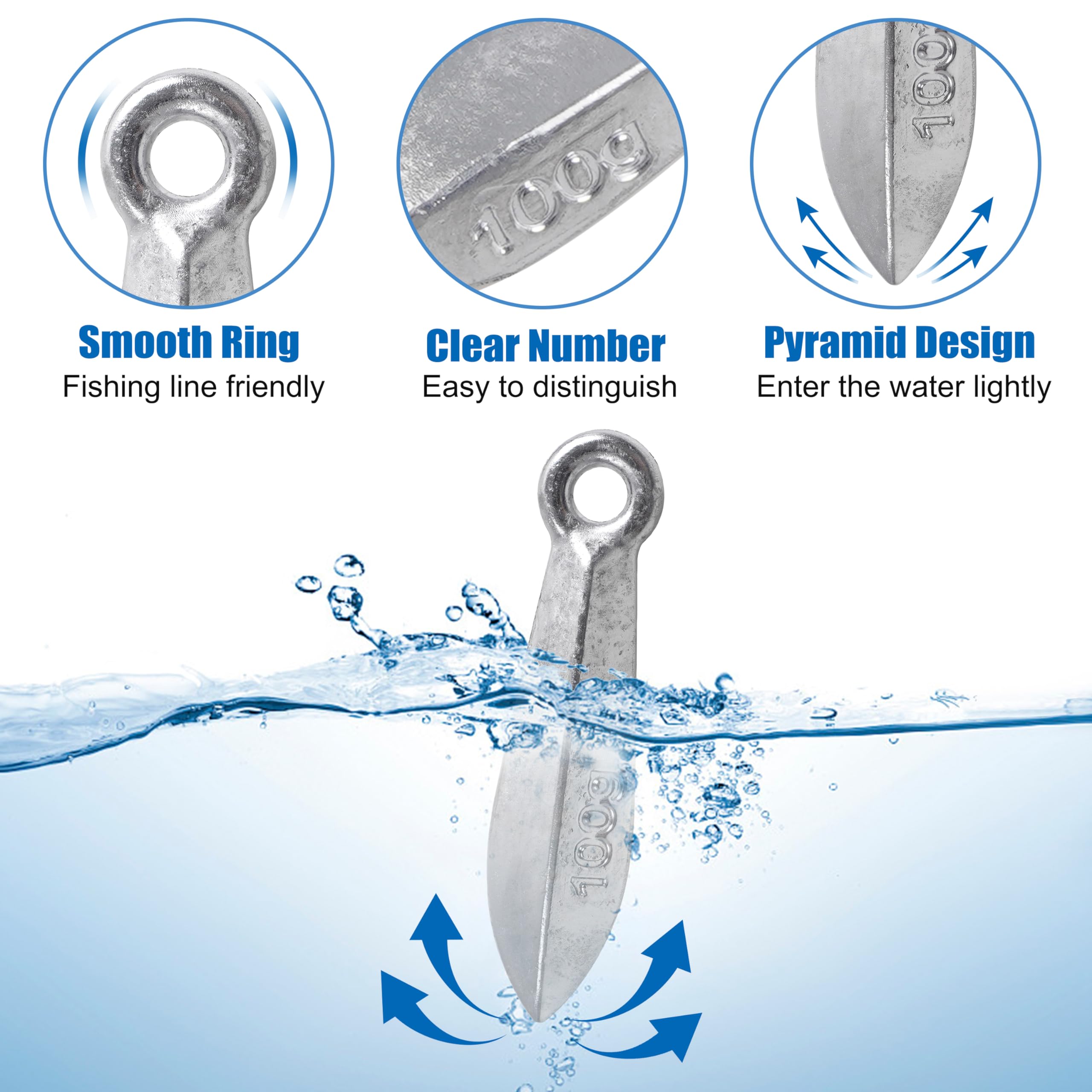 Bank Sinkers Fishing Weights Saltwater Surf Fishing Weights Catfish Bullet Sinker Weights for Ocean Surf Fishing Bottom Rigs Catfishing Gear Tackle