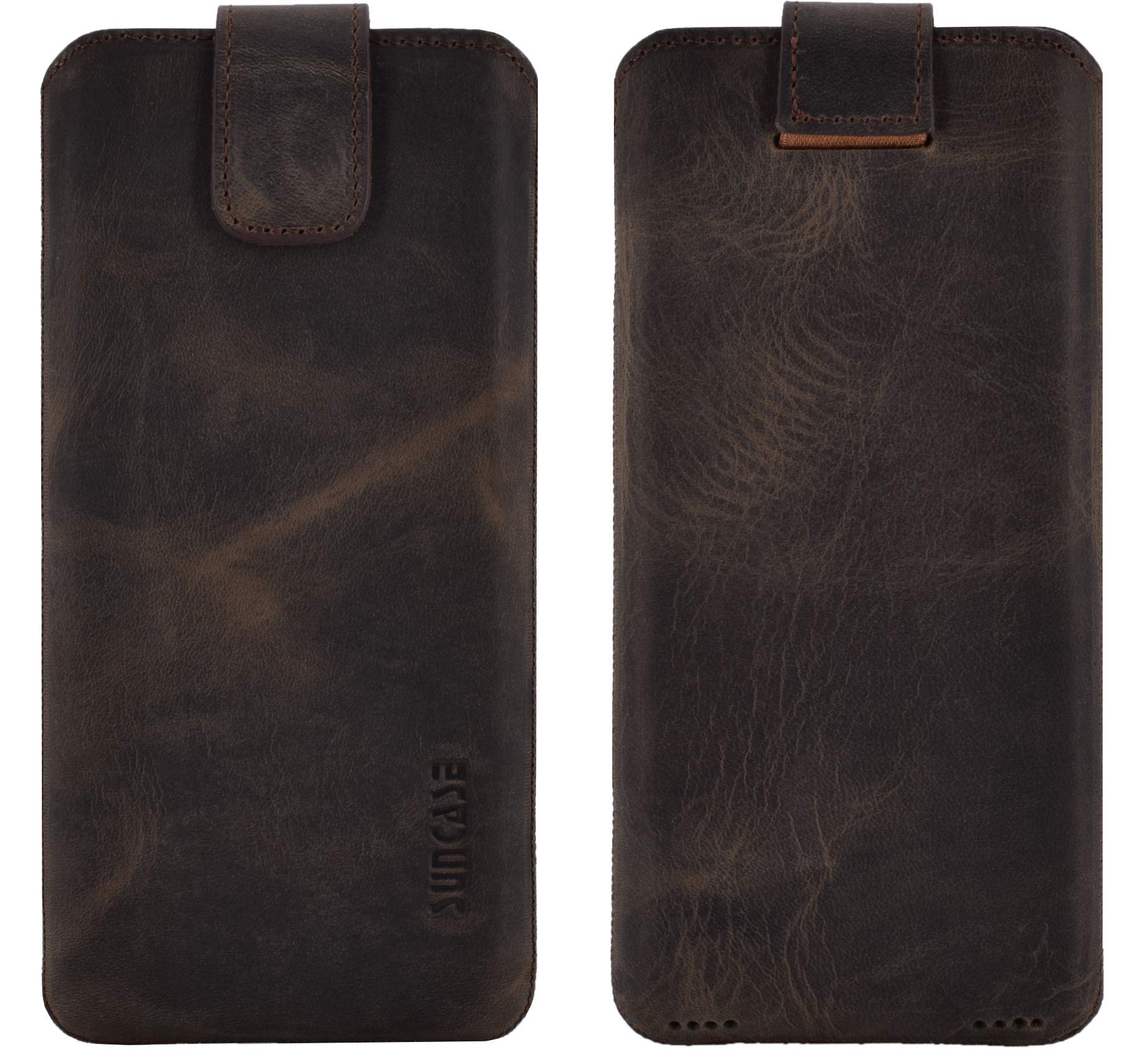 Custodia In Vera Pelle Per Xiaomi 12 Pro | Con Linguetta Di Estrazione, Chiusura Magnetica, Colore Marrone Anticato