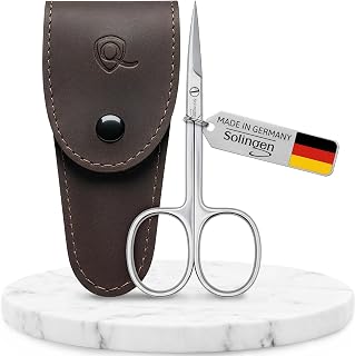marQus Solingen Curved Cuticle Scissors - Precision German Steel for Manicure Pedicure, Eyebrow Lash Grooming with Case
