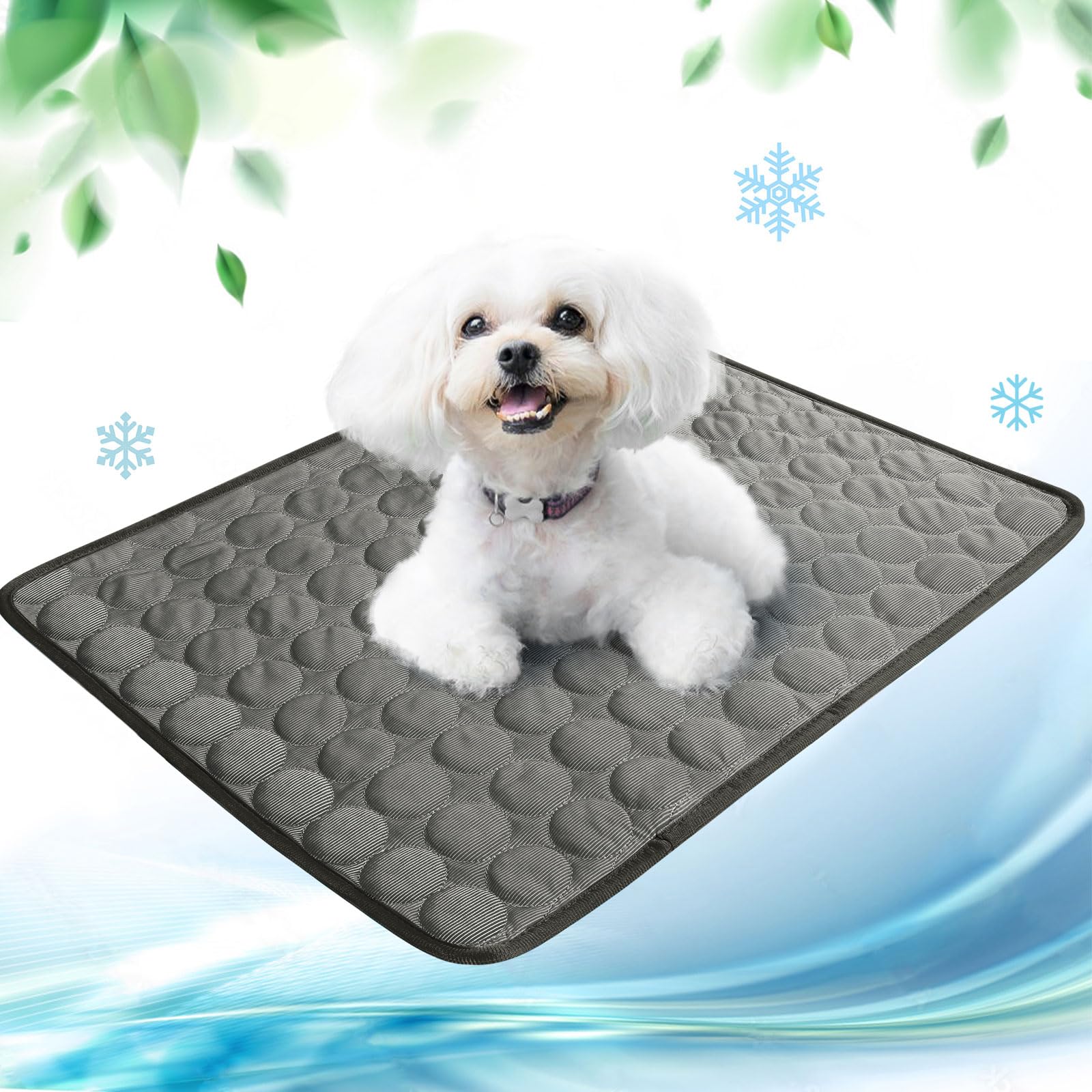 papasgix Dog Cooling Mat Self Cooling Mat Bed for Dogs, Cats Tear-Resistant Non-Slip Washable Ice Silk Cooling Pad in Hot Summer