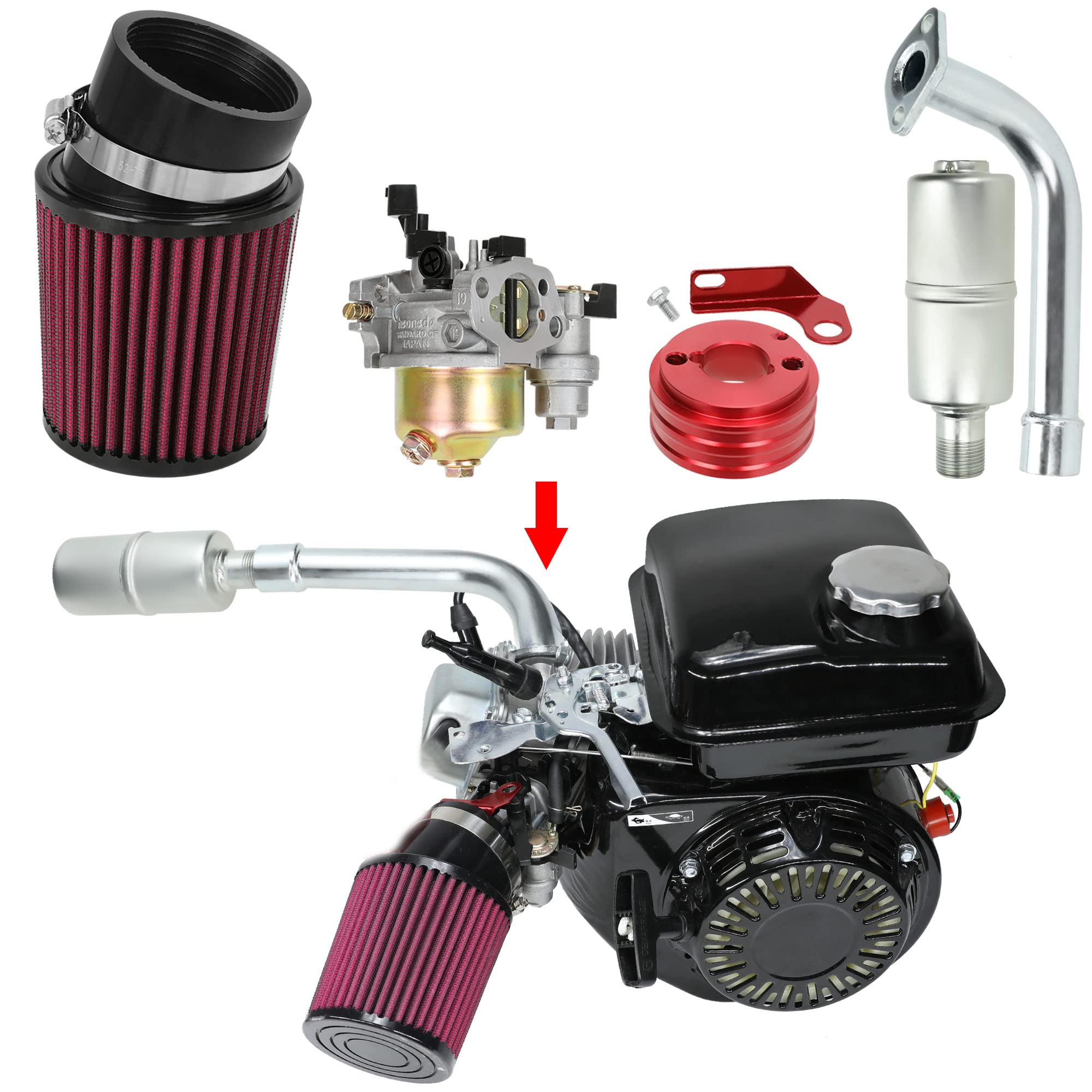 Mini Bike Air Filter Kit Performance Parts Sell Upgraded Air Filter Adapter Intake Spark Plug Kit For Cc 6.5 Hp Blue In CA Predator 212 212cc Engine - Foto 2