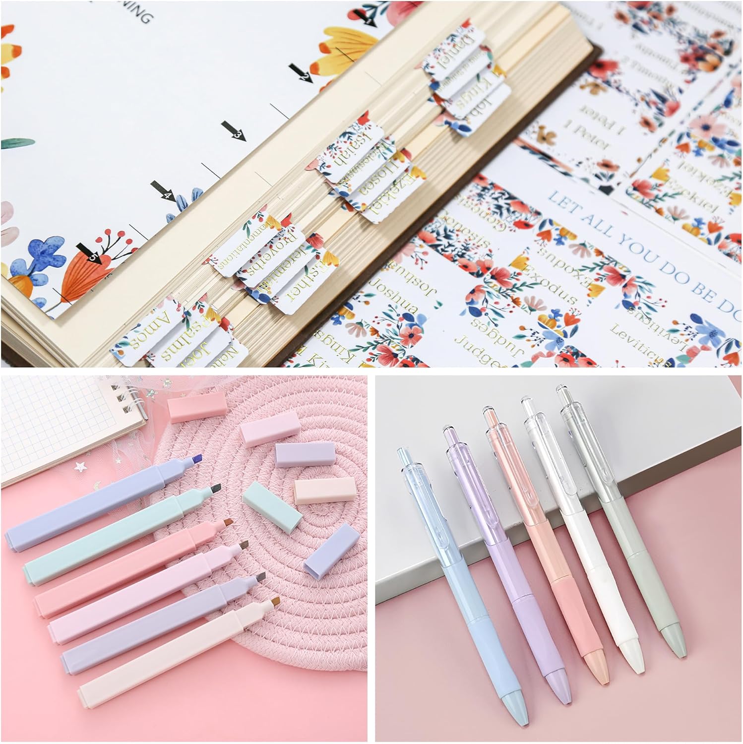 Bible Cover Case for Women,Large Quilted Bible Bag with Study Supplies,Stylish Church Bag Bible Journaling Kit,Mothers Day Christian Gifts for Women (Navy Blue Garnet Flower, M) - Image 6