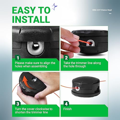 Miniatura 6 de BlueStars 2 paquetes SRM-225 - Cabezal recortador de cuerda, compatible con Speed Feed 400 para Echo Weed Eater SRM 225 SRM210 SRM2100 SRM225 SRM200