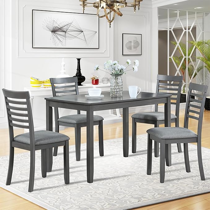 RuiSiSi Farmhouse 5 Piece Dining Table Set, Kitchen Table