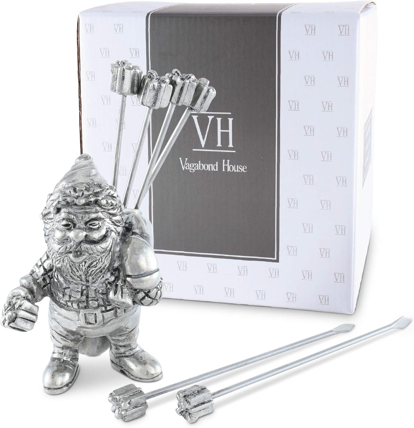 Vagabond House St. Nick Cheese Martini Olive Cocktail Stainless Steel Pick Set Skewer Fruit Toothpicks (Set of 6 Picks) 3 inch Tall