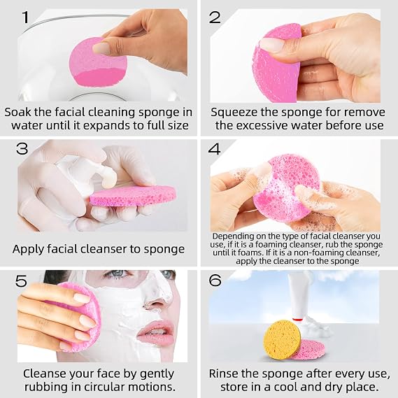 120-Count Compressed Facial sponges for Daily Facial Cleaning,Pink