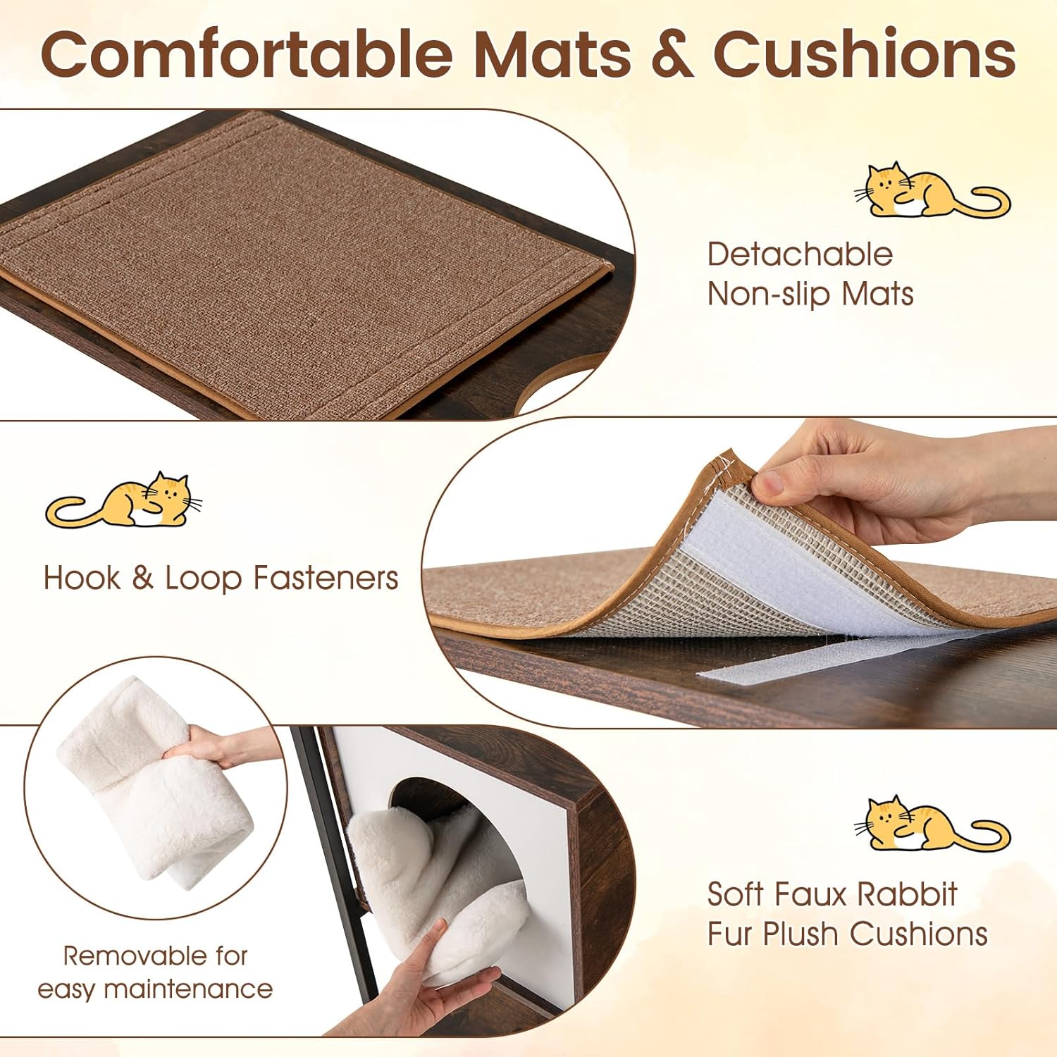 Tangkula Modern Cat Tree, 52 Inch Multi-Level Cat Tower with Metal Frame, 2 Wooden Condos, Sisal Scratching Posts, Detachable Cushion & Mats, Dangling Balls, Space Capsule Nest for Indoor Cats